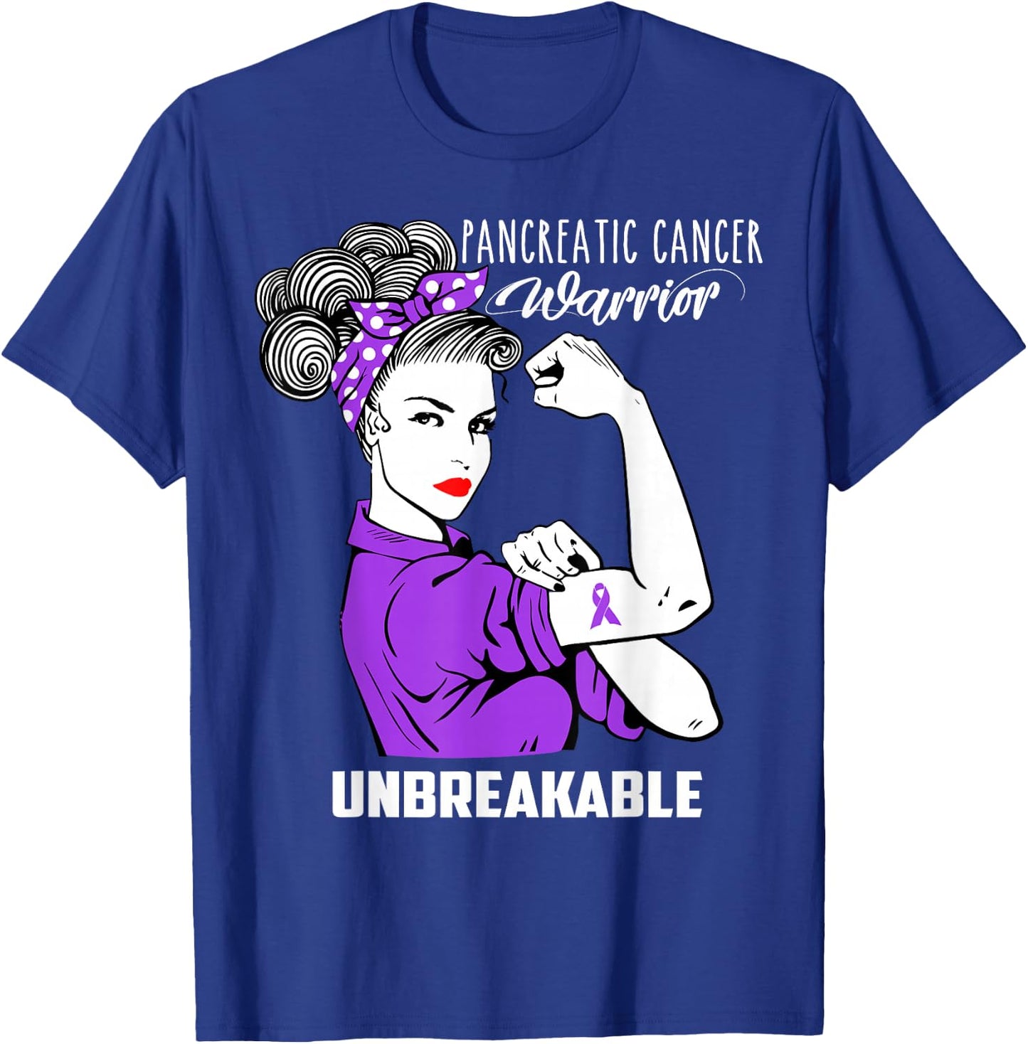 Pancreatic Cancer Warrior Unbreakable Shirt Awareness Gift T-Shirt - T-Shirt | Royal