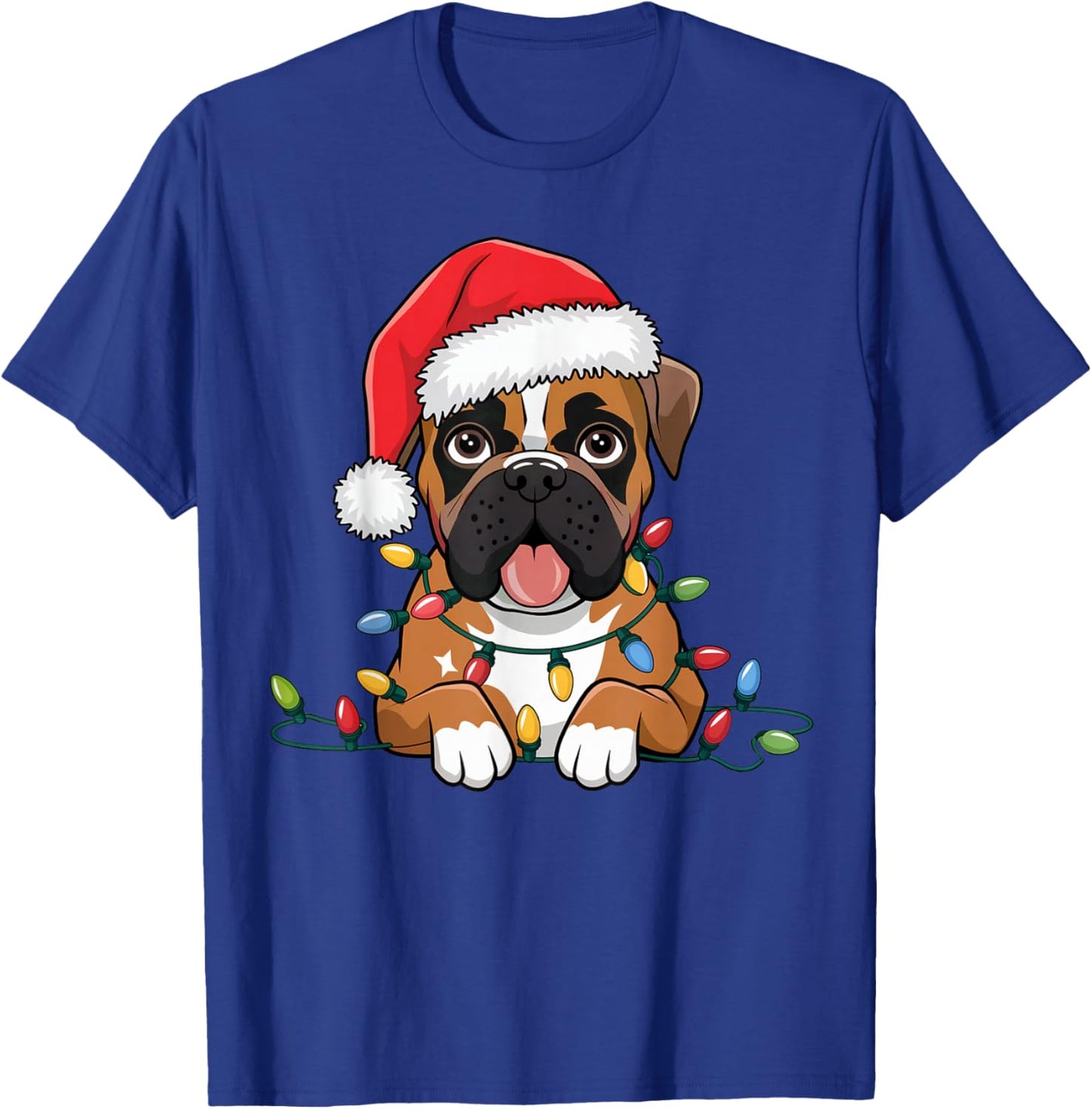 Boxer Christmas Lights Xmas Dogs Gifts Women Kids T-Shirt - T-Shirt | Royal