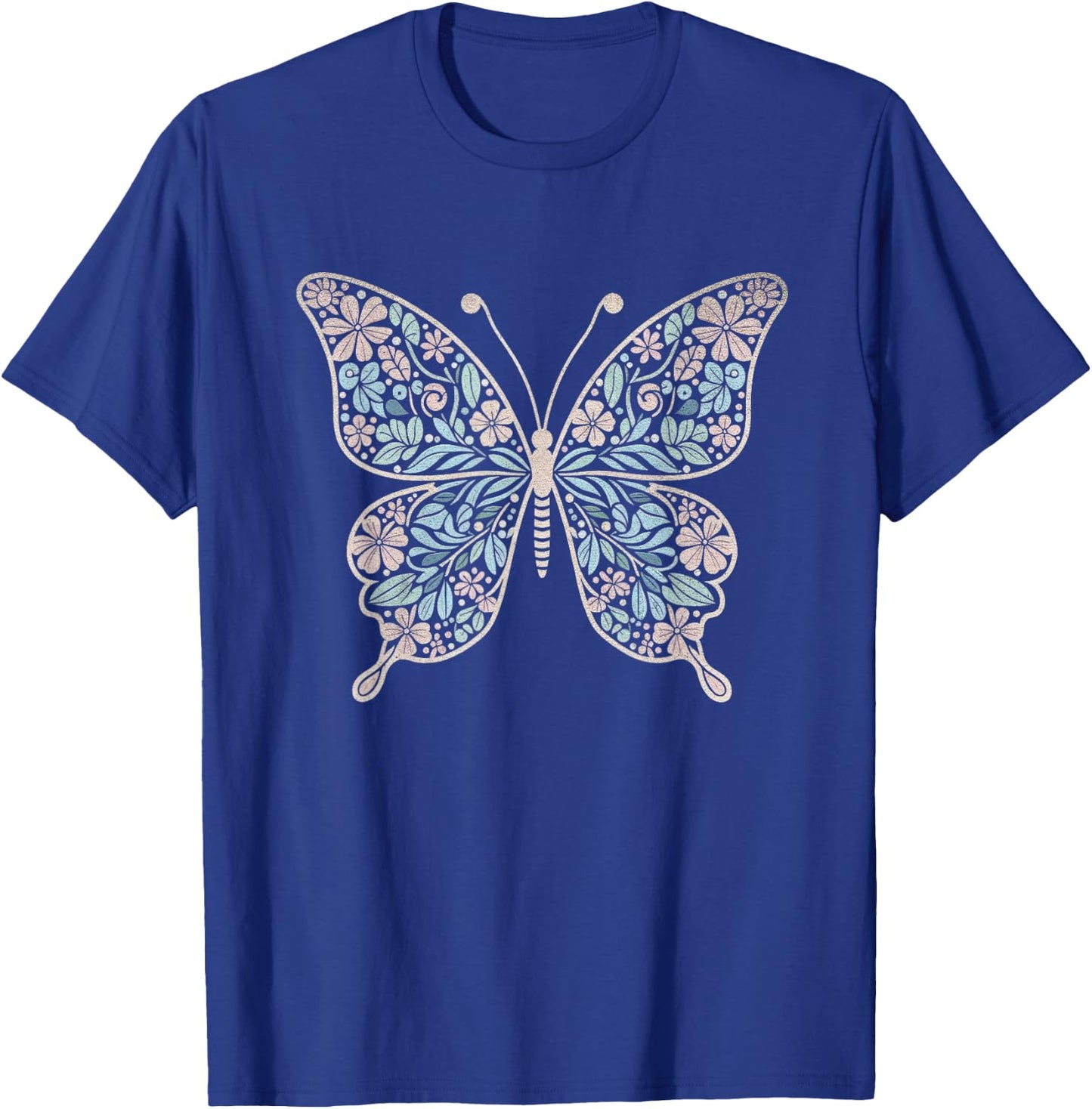 Flower Butterfly with Floral Graphic and Girls T-Shirt - T-Shirt | Royal