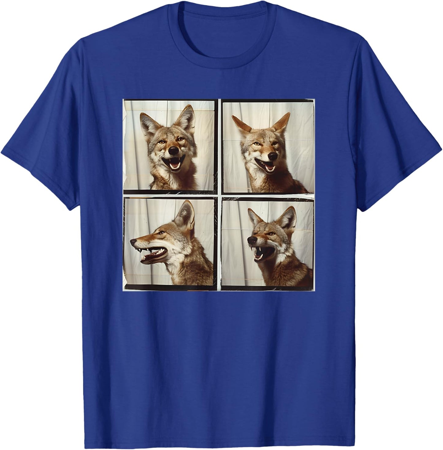 Cool Coyote Wolf Funny Animal Photobooth Smiling Coyote T-Shirt - T-Shirt | Royal