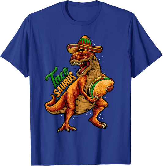 Tacosaurus Kids T-Rex Dinosaur Funny Taco Gift Fiesta T-Shirt - T-Shirt | Royal