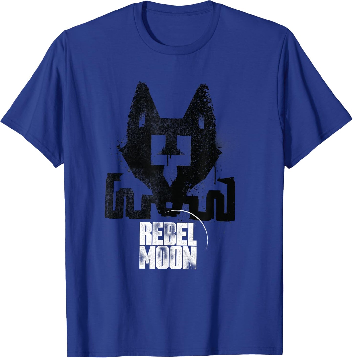 Rebel Moon Distressed Fox Graffiti Symbol Two-Tone Poster T-Shirt - T-Shirt | Royal