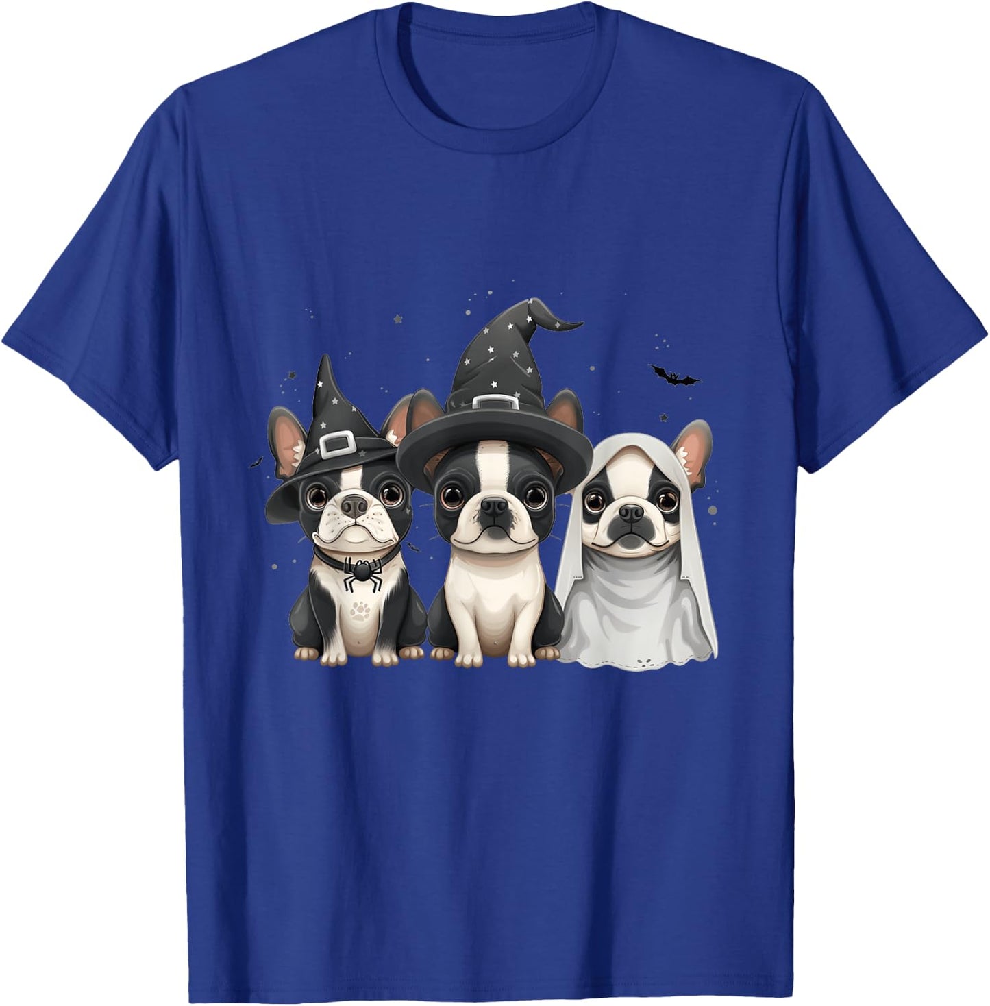 Cute Halloween Boston Terrier Dogs Witch Hat Ghost Dog Women Kids T-Shirt - T-Shirt | Royal