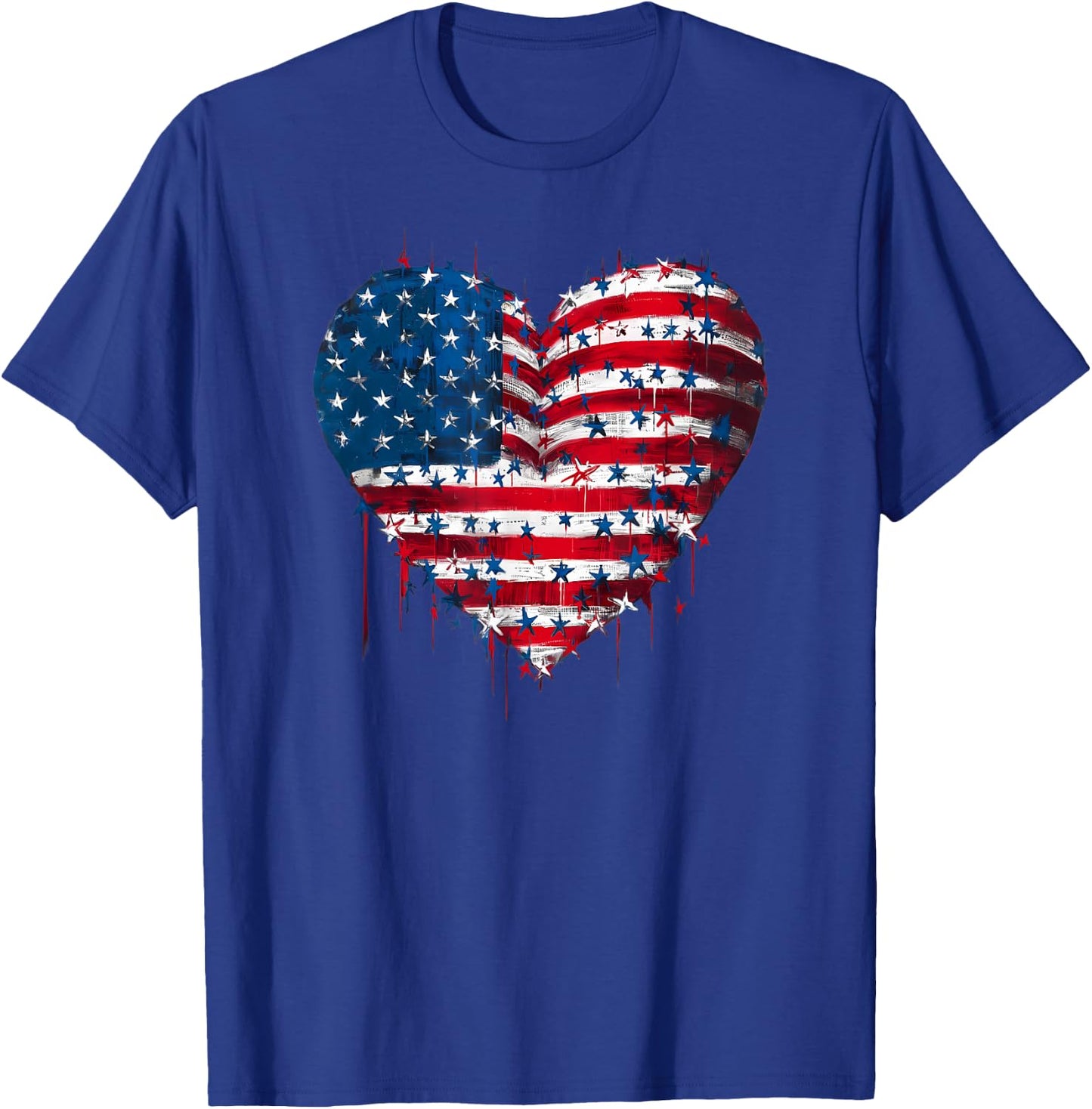 USA Flag Patriotic American Heart Armed Forces 4th of July T-Shirt - T-Shirt | Royal
