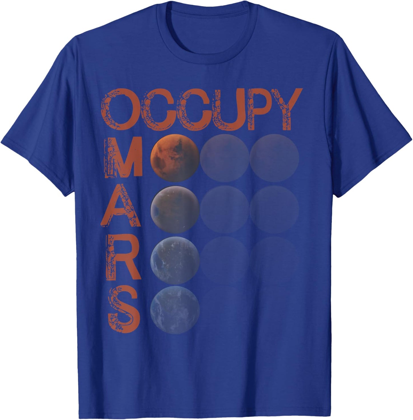 Occupy Mars Shirt Space Planet Science Vintage Astronomy T-Shirt - T-Shirt | Royal