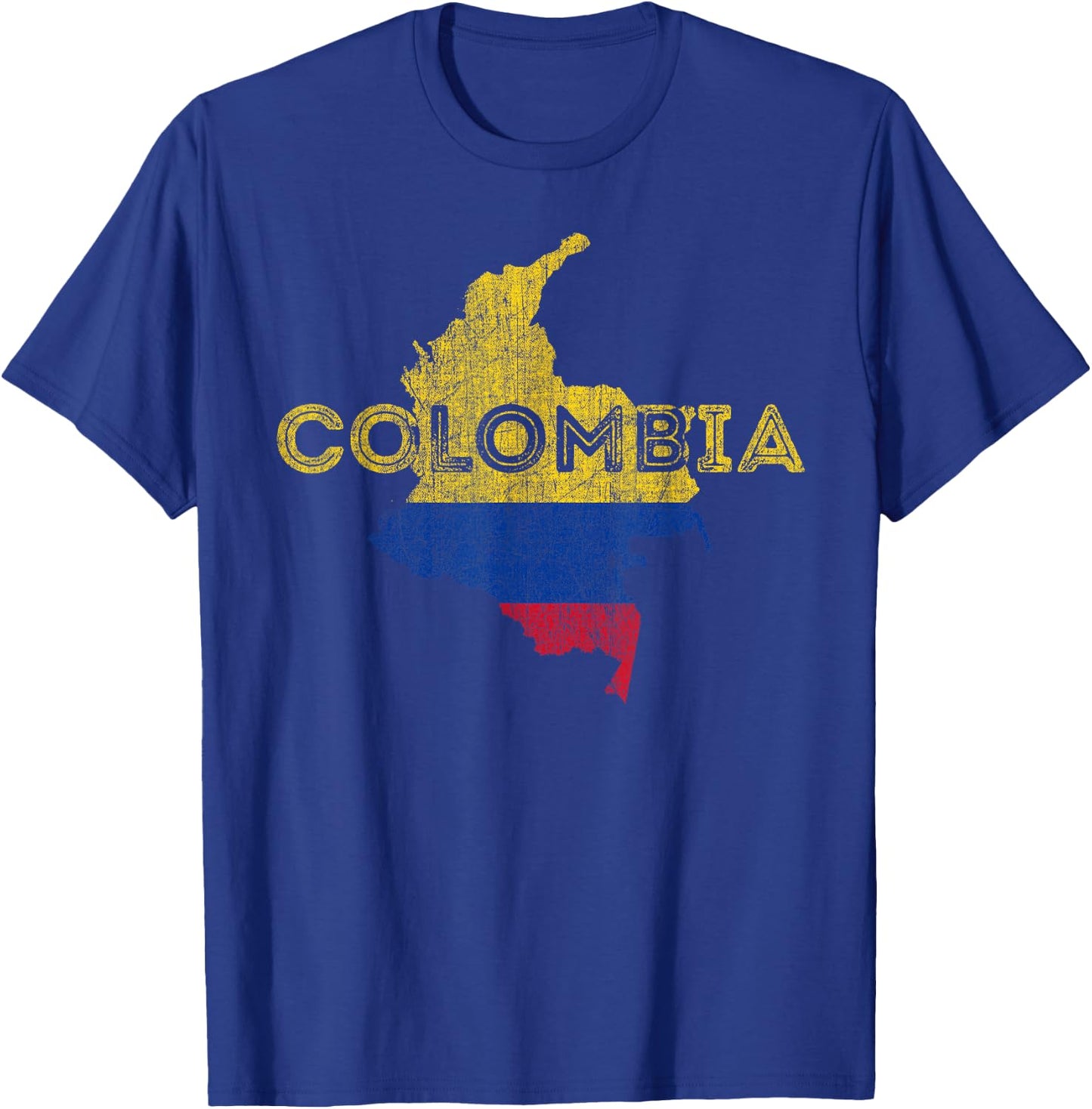 Colombian Map and Flag Souvenir - Distressed Colombia T-Shirt - T-Shirt | Royal