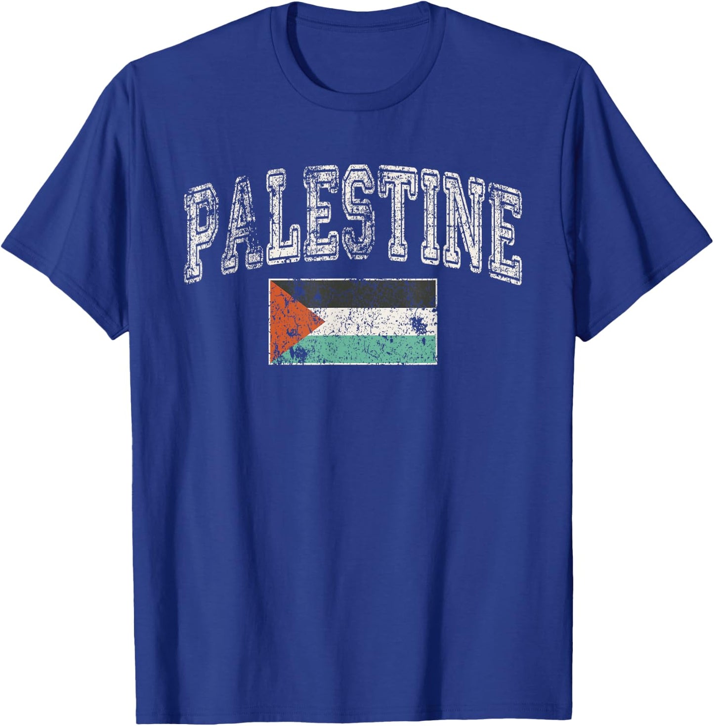 Vintage Retro Faded Palestine Flag Palestinian Pride T-Shirt - T-Shirt | Royal