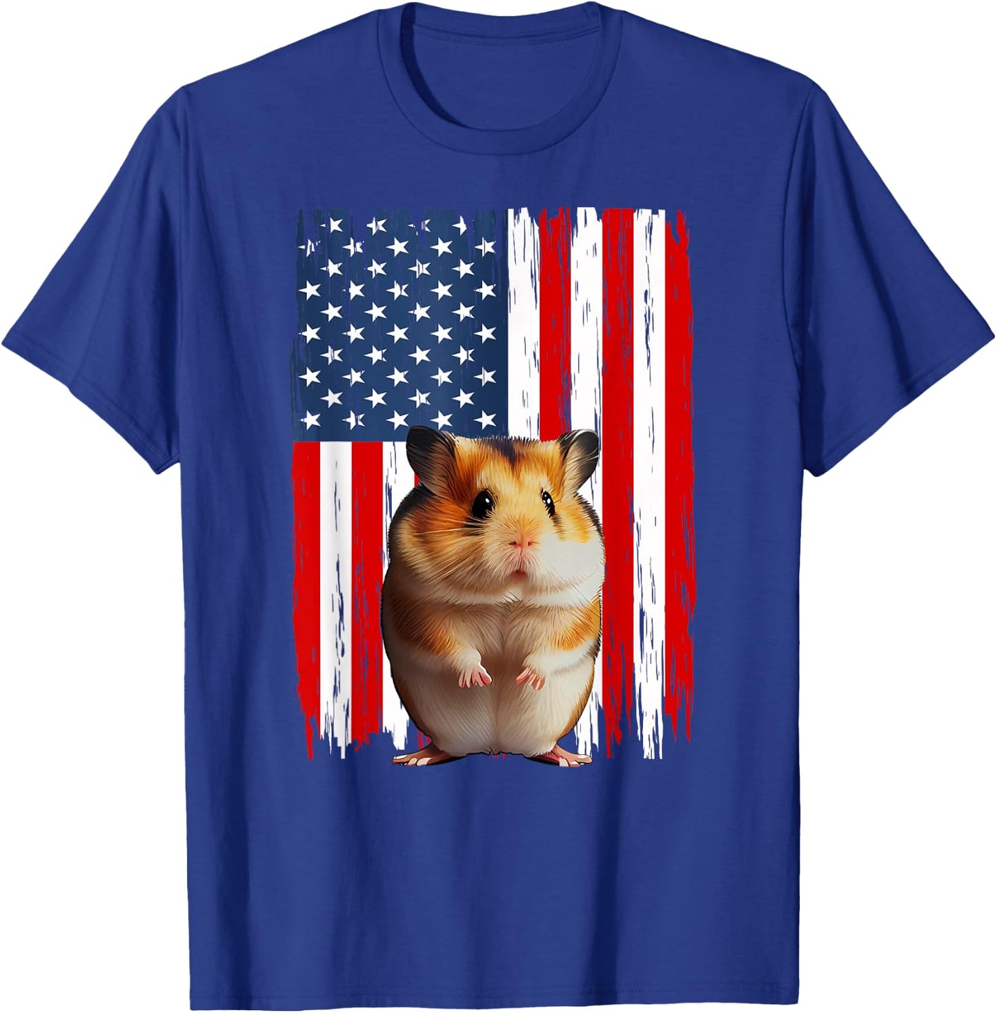 Patriotic Hamster American Flag 4th Of July Men Women T-Shirt - T-Shirt | Royal