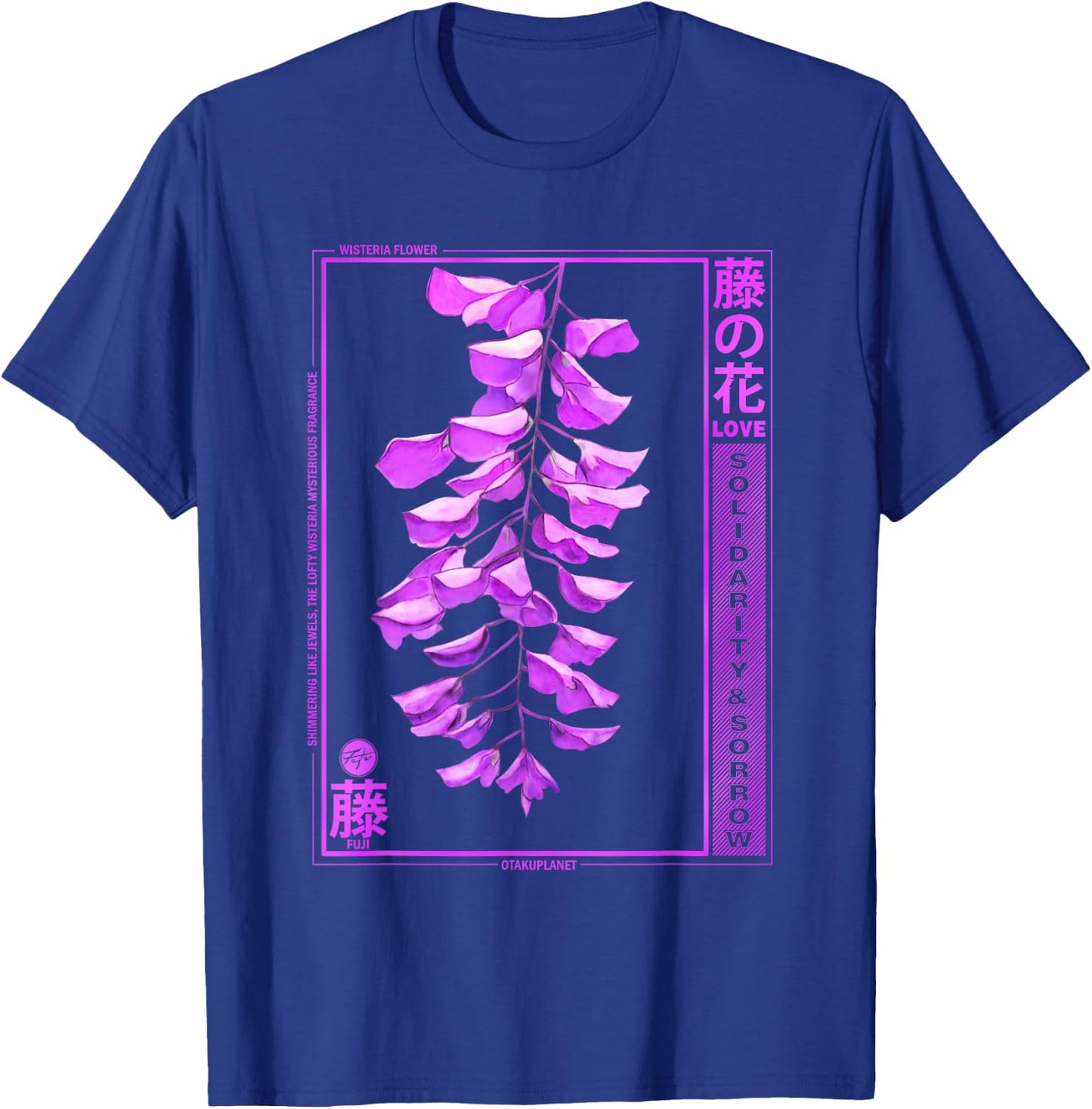 Wisteria Anime Flower in Japanese Retro Vaporwave Aesthetic T-Shirt - T-Shirt | Royal