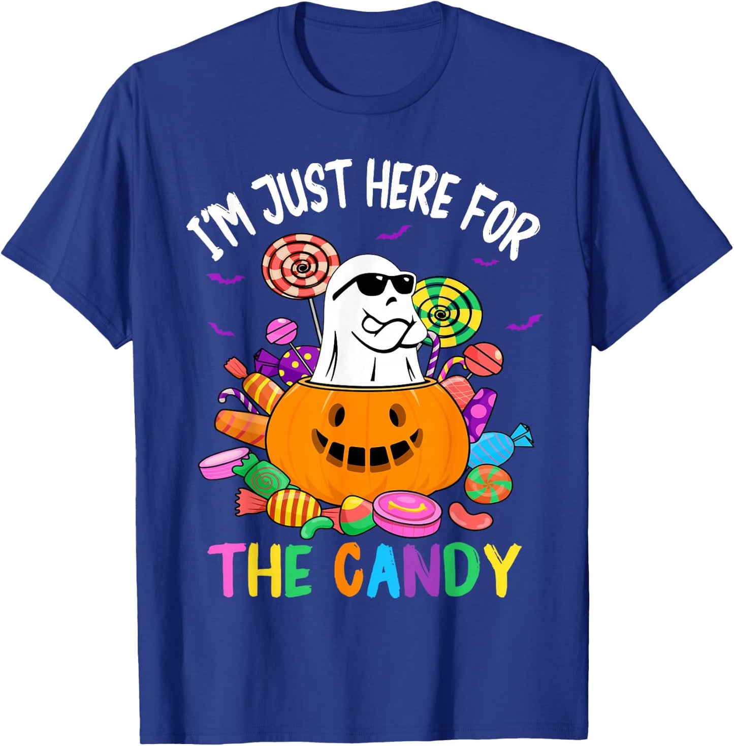I'm Just Here For The Candy Funny Ghost halloween T-Shirt - T-Shirt | Royal