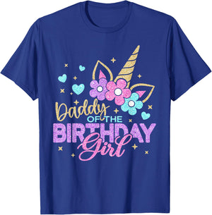 Daddy of the Birthday Princess Girl Dad Unicorn Bday Party T-Shirt - T-Shirt | Royal
