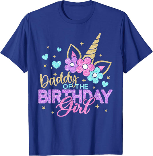 Daddy of the Birthday Princess Girl Dad Unicorn Bday Party T-Shirt - T-Shirt | Royal