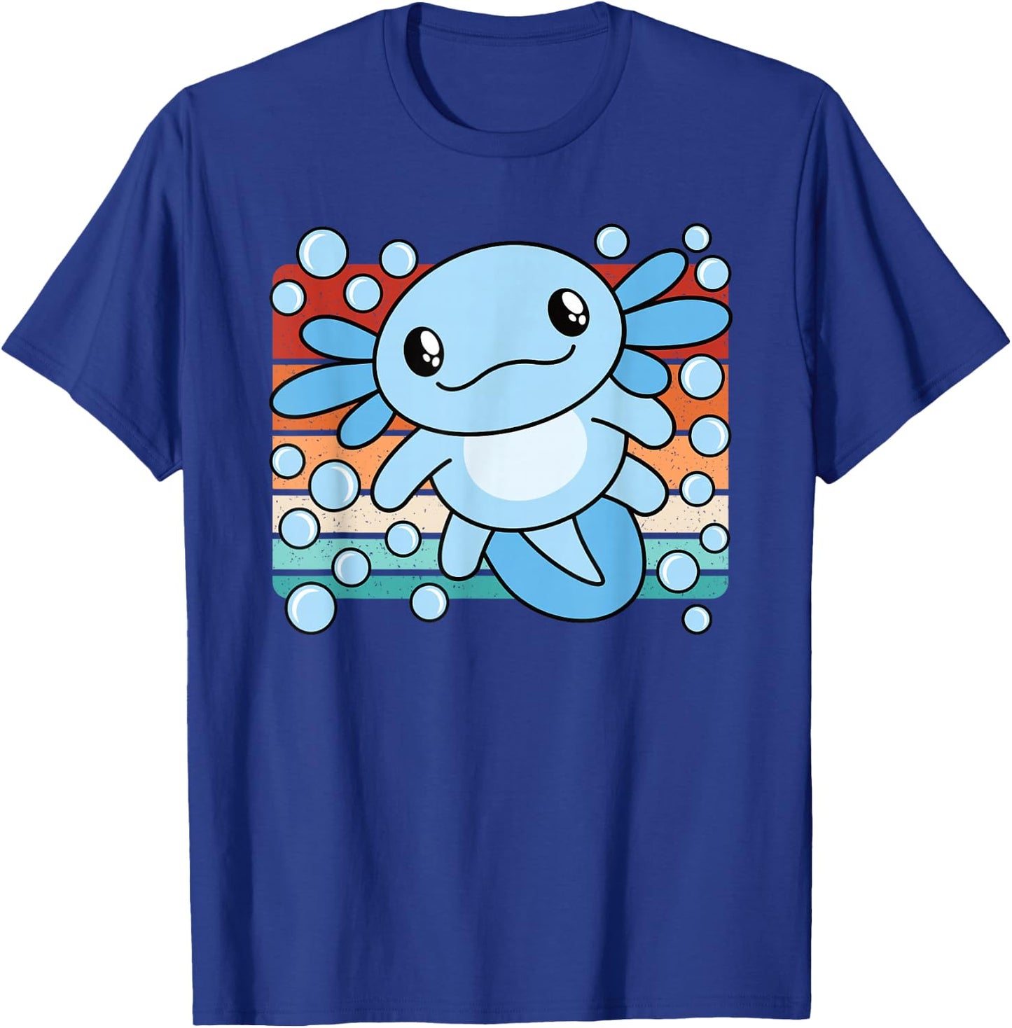 Cute Kawaii Axolotl Salamander Retro Boys Girls Kids T-Shirt - T-Shirt | Royal