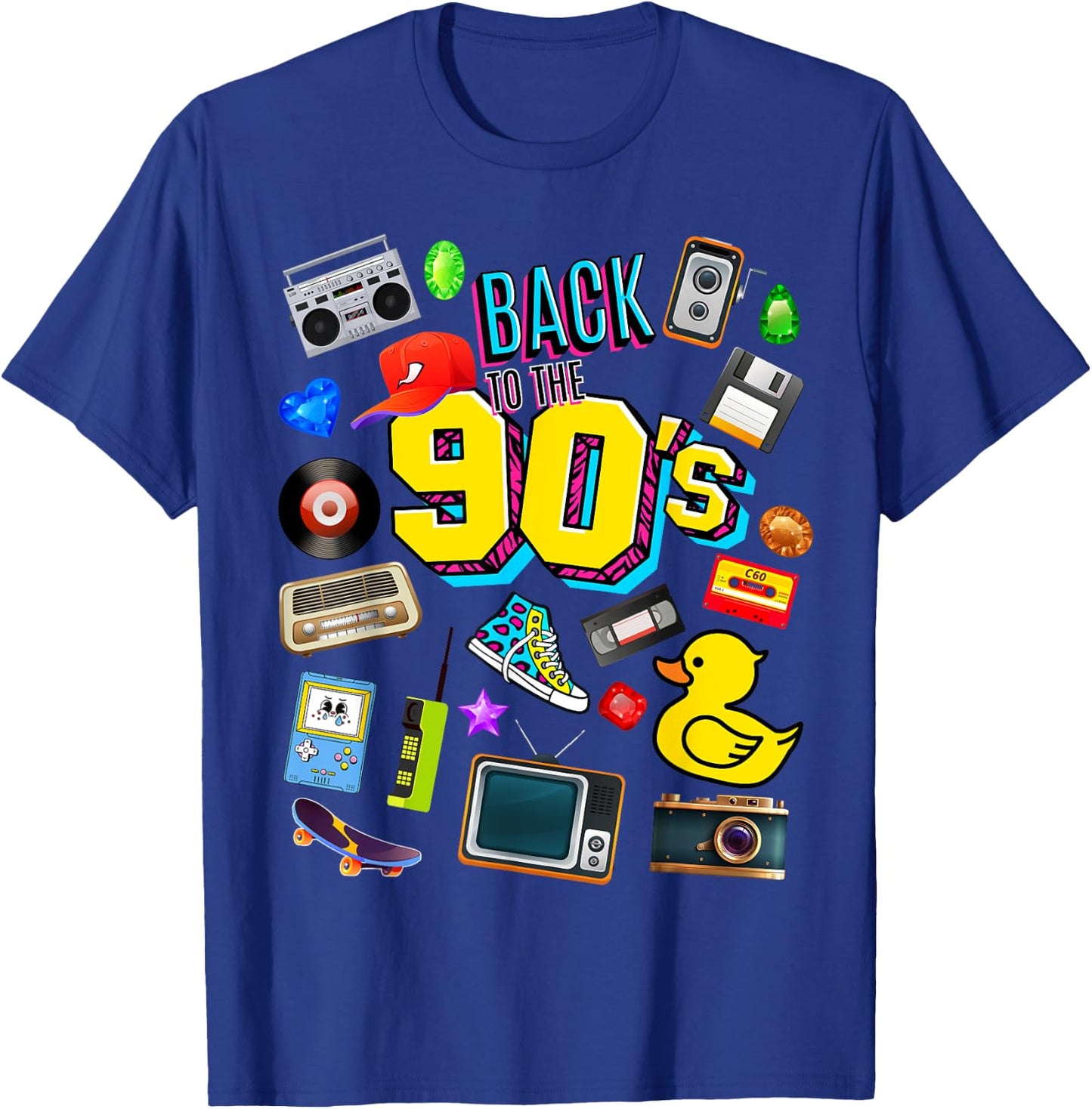 Men's Women's Kids Vintage Retro Back To 90's Graphic Design T-Shirt - T-Shirt | Royal