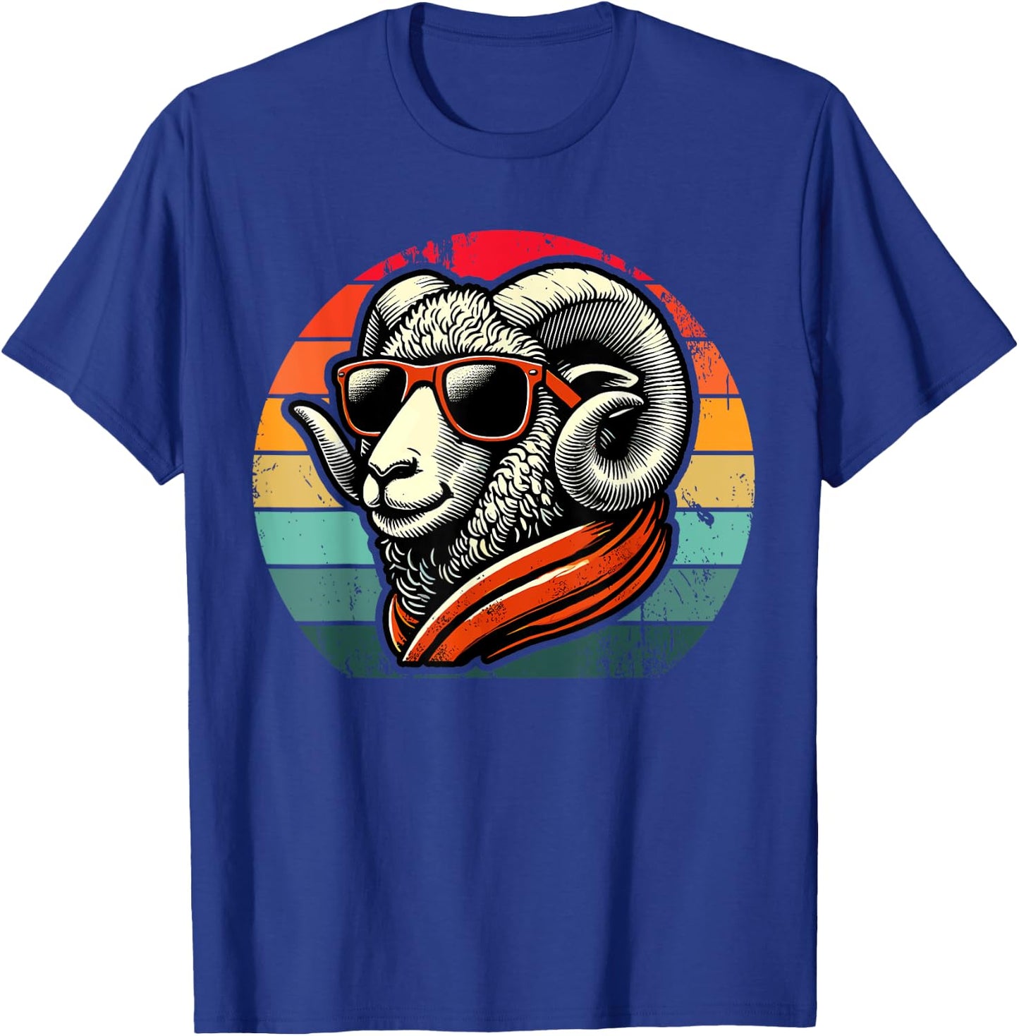 Retro Ram in Sunglasses Men Women Kids Novelty Funny Ram T-Shirt - T-Shirt | Royal
