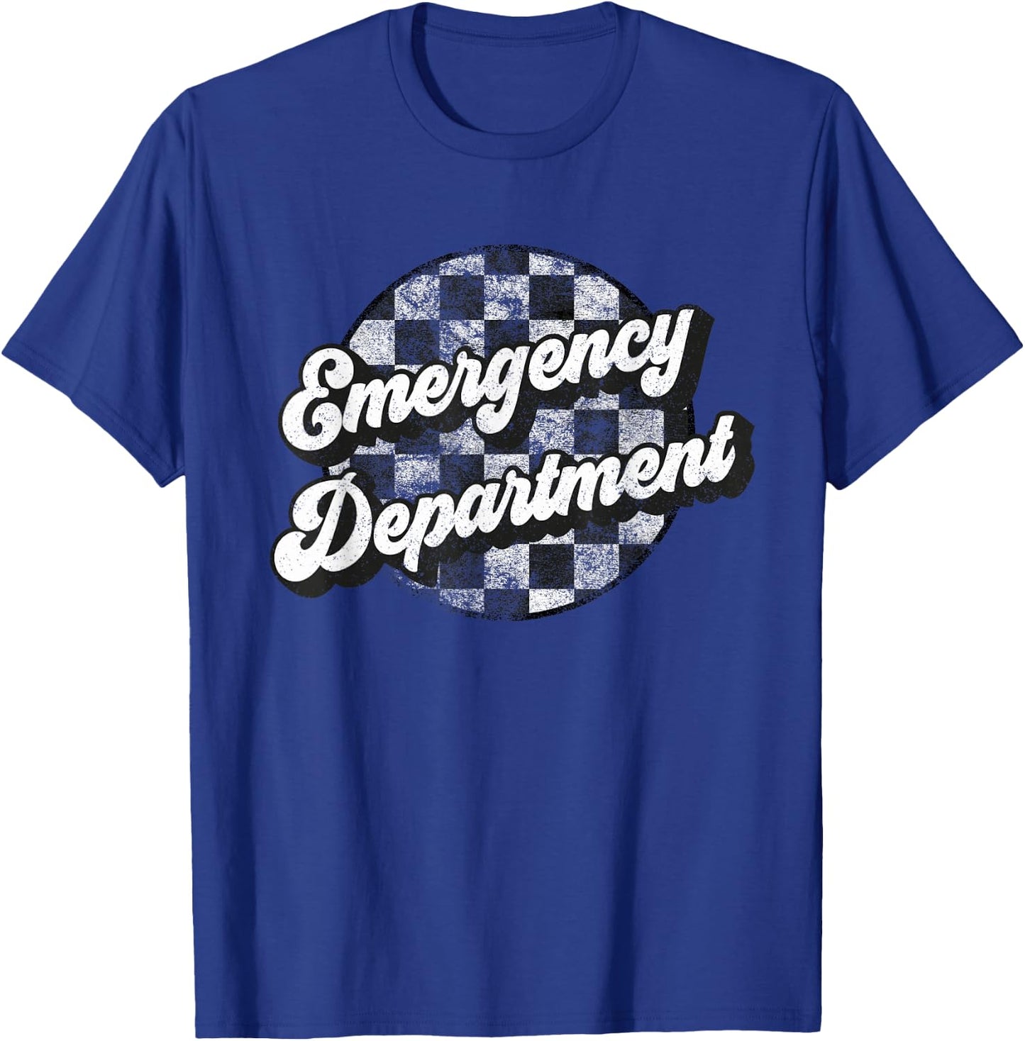 Emergency Department Checkered Funny Retro Matching Vintage T-Shirt - T-Shirt | Royal