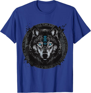 Viking Odins Wolves Geri & Freki Runes Wolf T-Shirt - T-Shirt | Royal