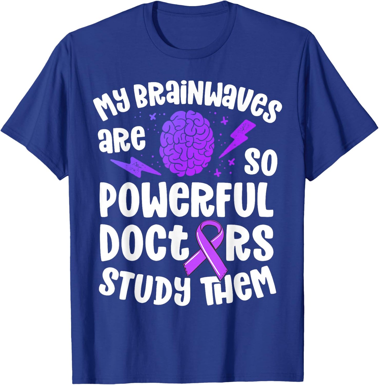 Kids Epilepsy Awareness Shirt Powerful Brainwaves Purple T-Shirt - T-Shirt | Royal