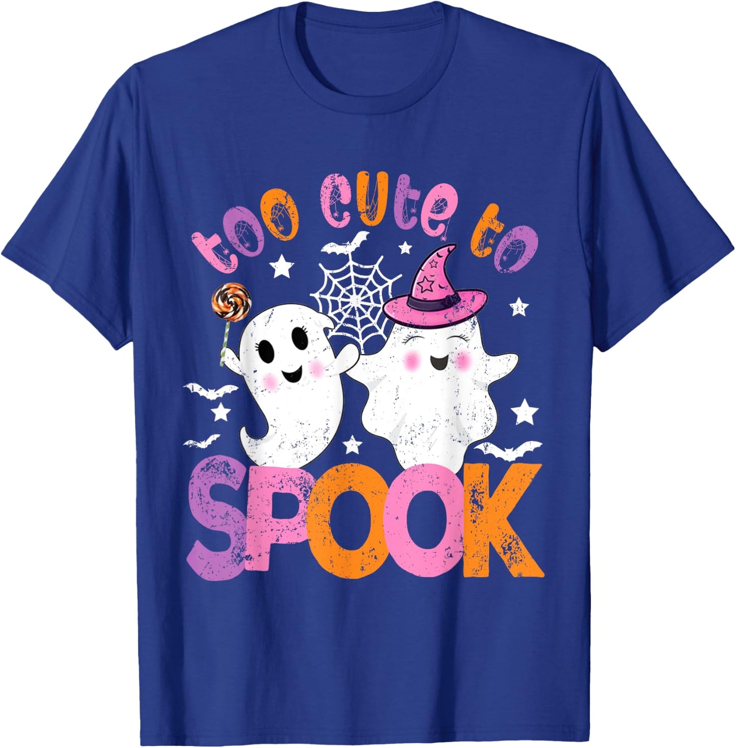 Kawaii Halloween Ghost Costume Too Cute To Spook Girl Kids T-Shirt - T-Shirt | Royal