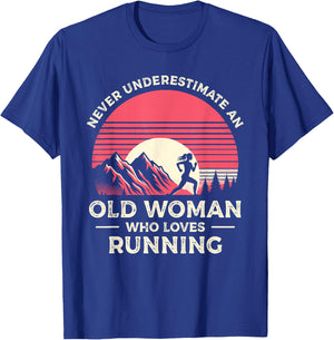 Never Underestimate An Old Woman Who Loves Running Runner T-Shirt - T-Shirt | Royal