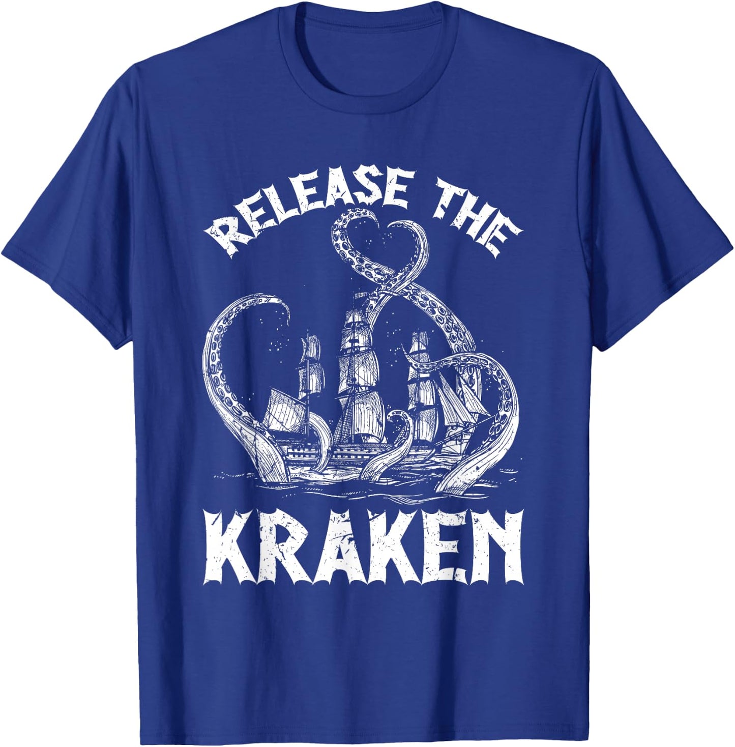 Funny Kraken Sea Monster Apparel Release The Kraken Octopus Sea Creature Adults & Kids Black Small T-Shirt - T-Shirt | Royal