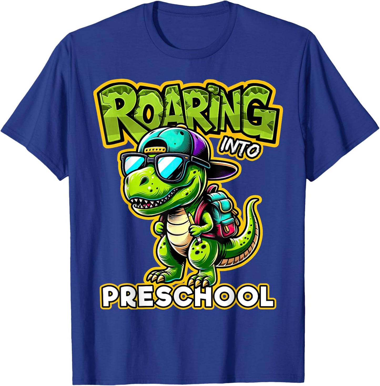 Back to School Preschool Dinosaur First Day of School Boy T-Shirt - T-Shirt | Royal