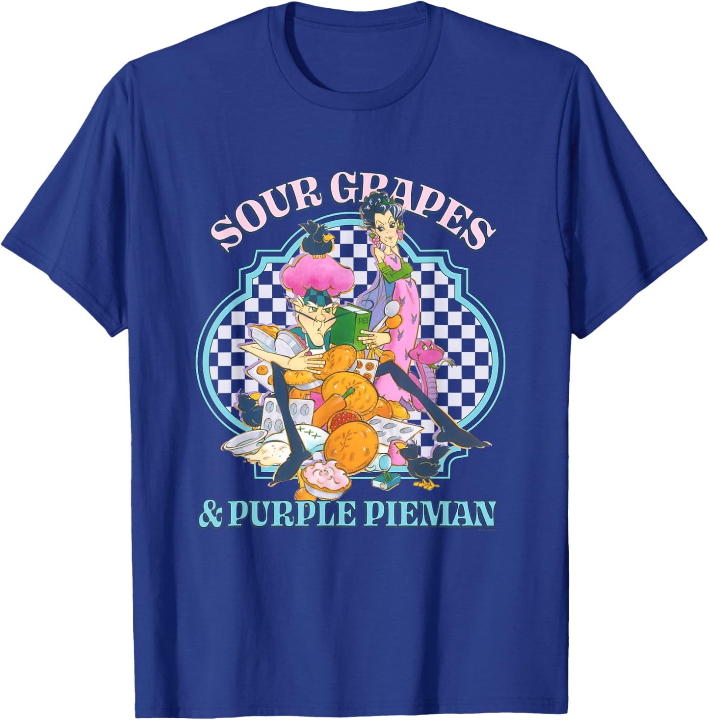 Strawberry Shortcake Sour Grapes & Purple Pieman Retro Logo T-Shirt - T-Shirt | Royal