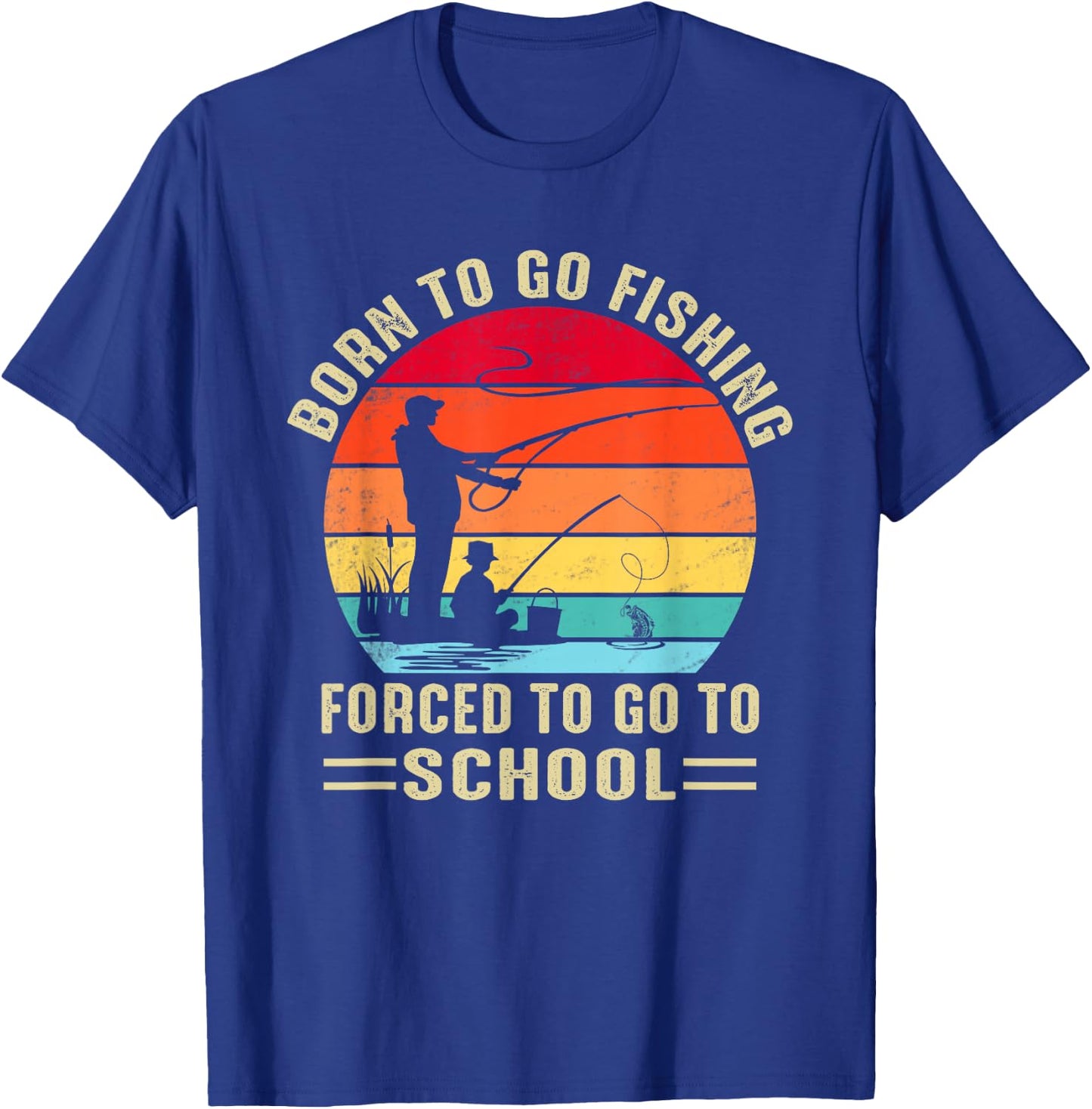 Funny Born To Go Fishing Bass Fish Fisherman Boys T-Shirt - T-Shirt | Royal