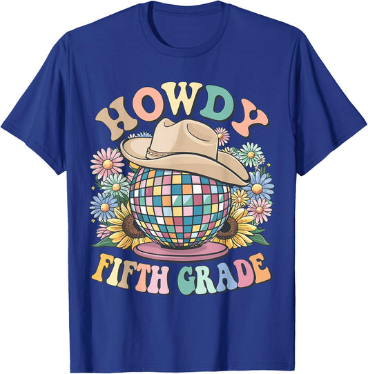 Howdy Fifth Grade Cowgirl Western 5th Grade Back to School T-Shirt - T-Shirt | Royal