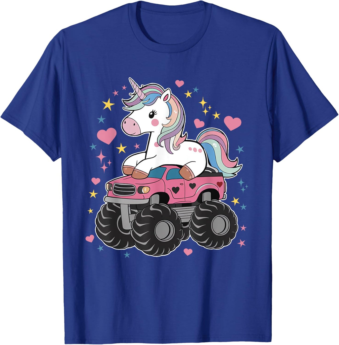 Monster Truck Unicorn Birthday Party Girl Monster Truck T-Shirt - T-Shirt | Royal