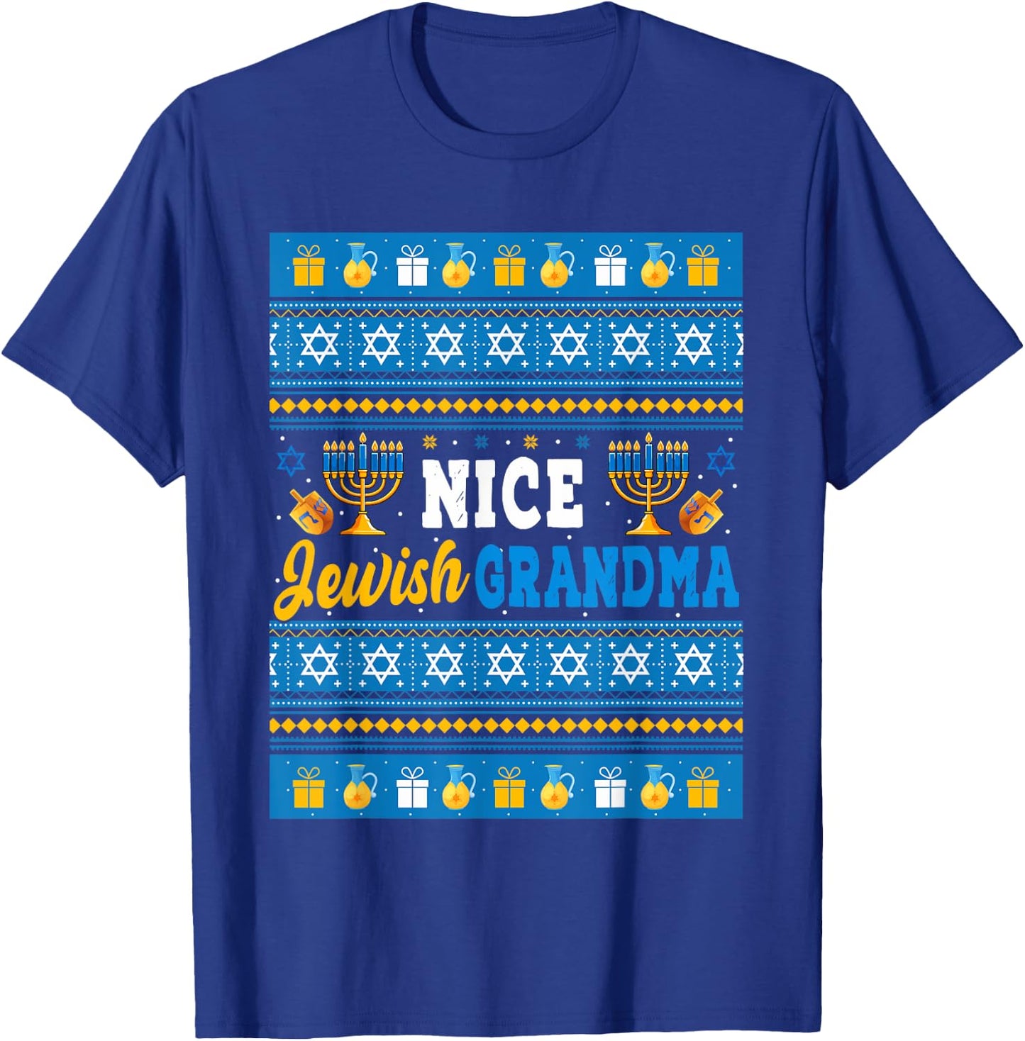 Nice Jewish Grandma Hanukkah Menorah Dreidel Matching Family T-Shirt - T-Shirt | Royal