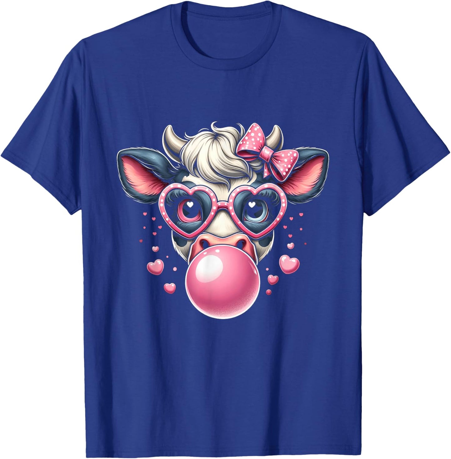 Funny Cow with Pink Glasses & Bubblegum Farmer Chic T-Shirt - T-Shirt | Royal