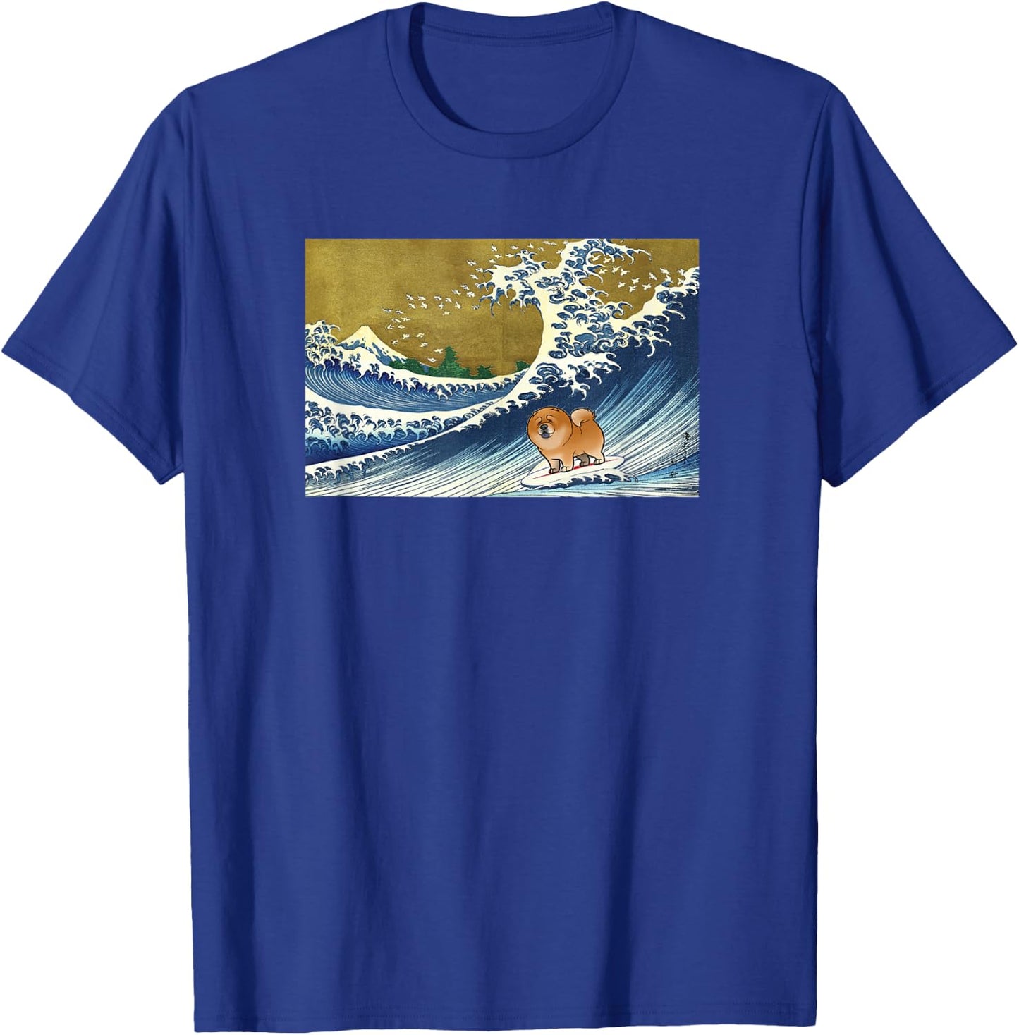 Funny Retro Vintage Surfing a Wave Chow Lover T-Shirt - T-Shirt | Royal