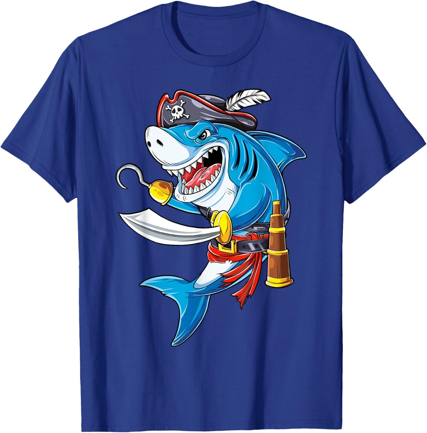 Shark Pirate Costume Jolly Roger Flag Jawsome Gifts Boys Men T-Shirt - T-Shirt | Royal
