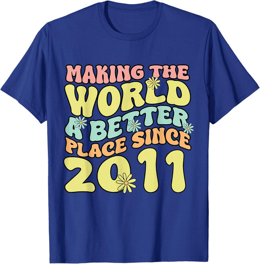 2011 Birthday , Making The World A Better Place Since 2011 T-Shirt - T-Shirt | Royal