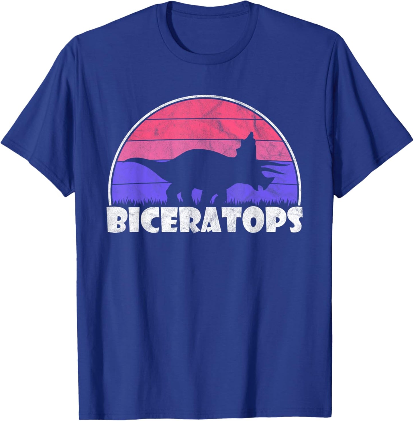 Biceratops - Gay Pride Lesbian Dinosaur Bisexual Distressed T-Shirt - T-Shirt | Royal