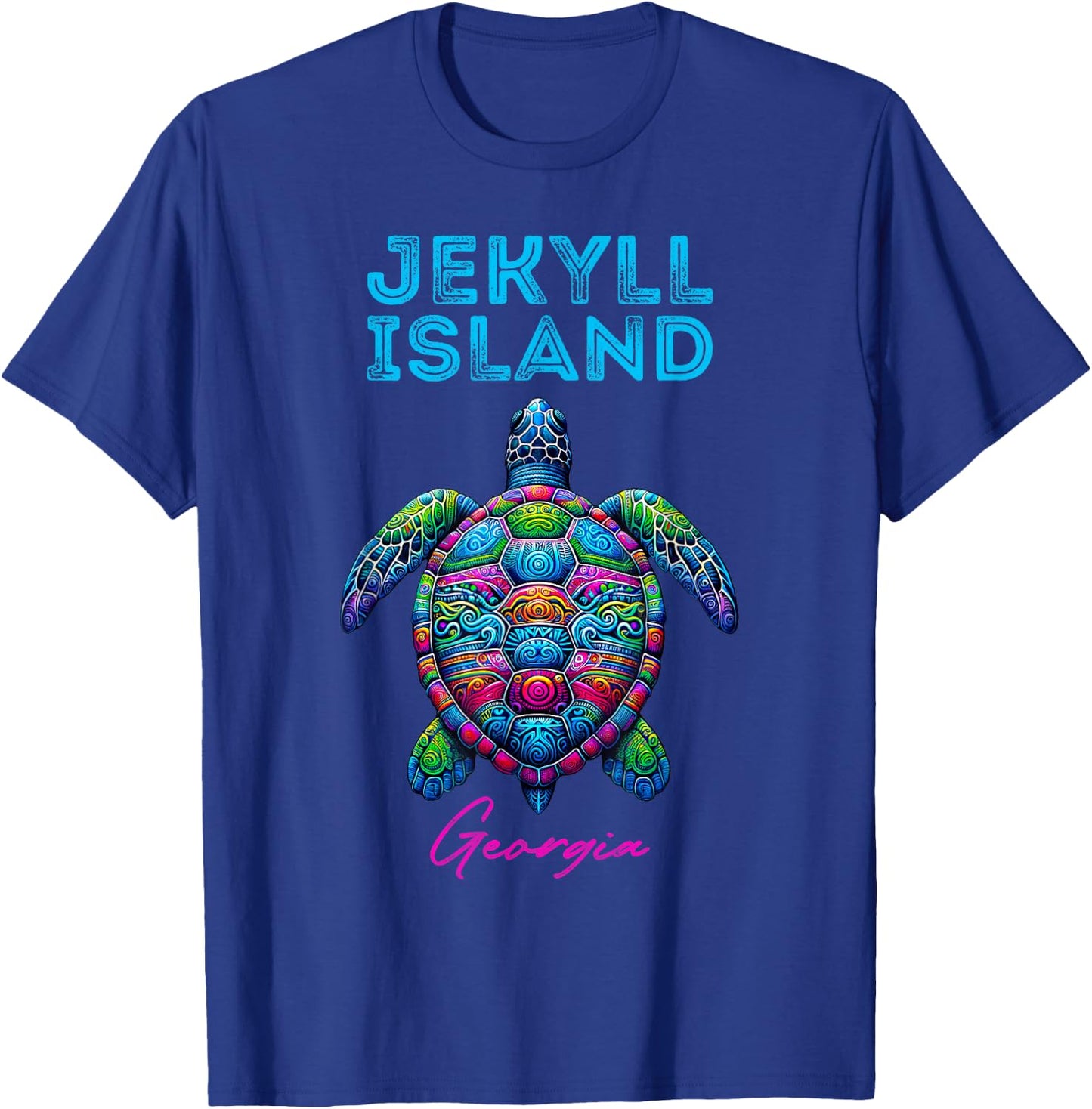 Jekyll Island Georgia Tribal Beach Sea Turtle T-Shirt - T-Shirt | Royal