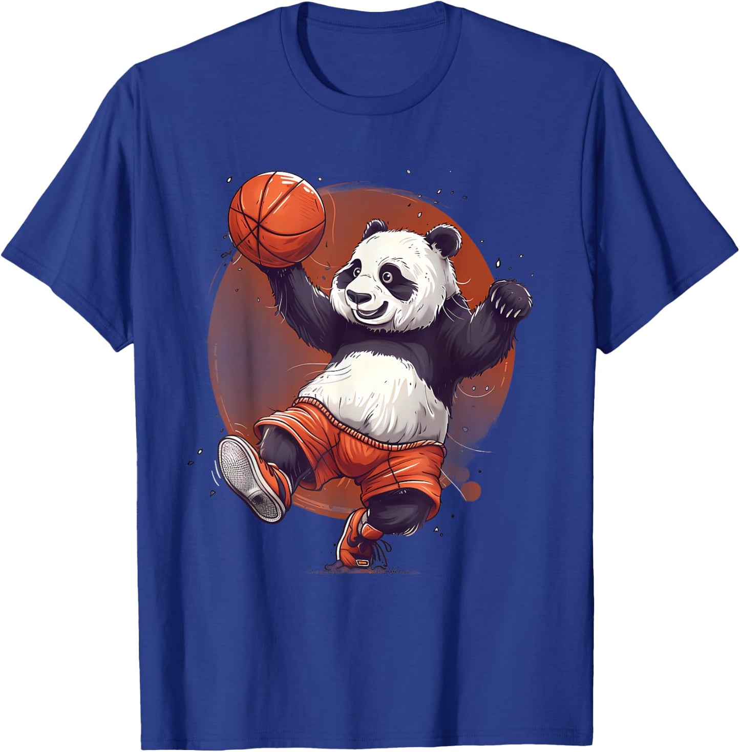 Basketball Bear Panda Basketball Hoop Drawing Animal Art T-Shirt - T-Shirt | Royal