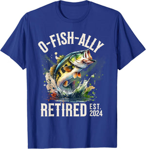 Fisherman Fishing Retirement Gift O-Fish-Ally Retired T-Shirt - T-Shirt | Royal