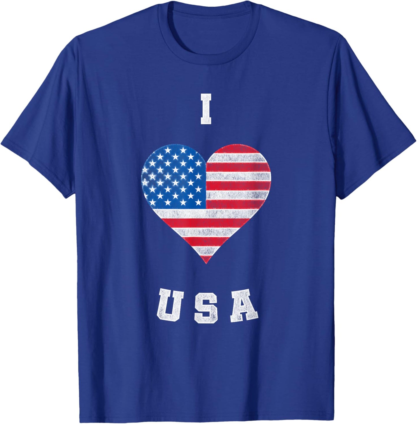 I Heart USA, I Love USA, America Patriotic 4th July T-Shirt - T-Shirt | Royal