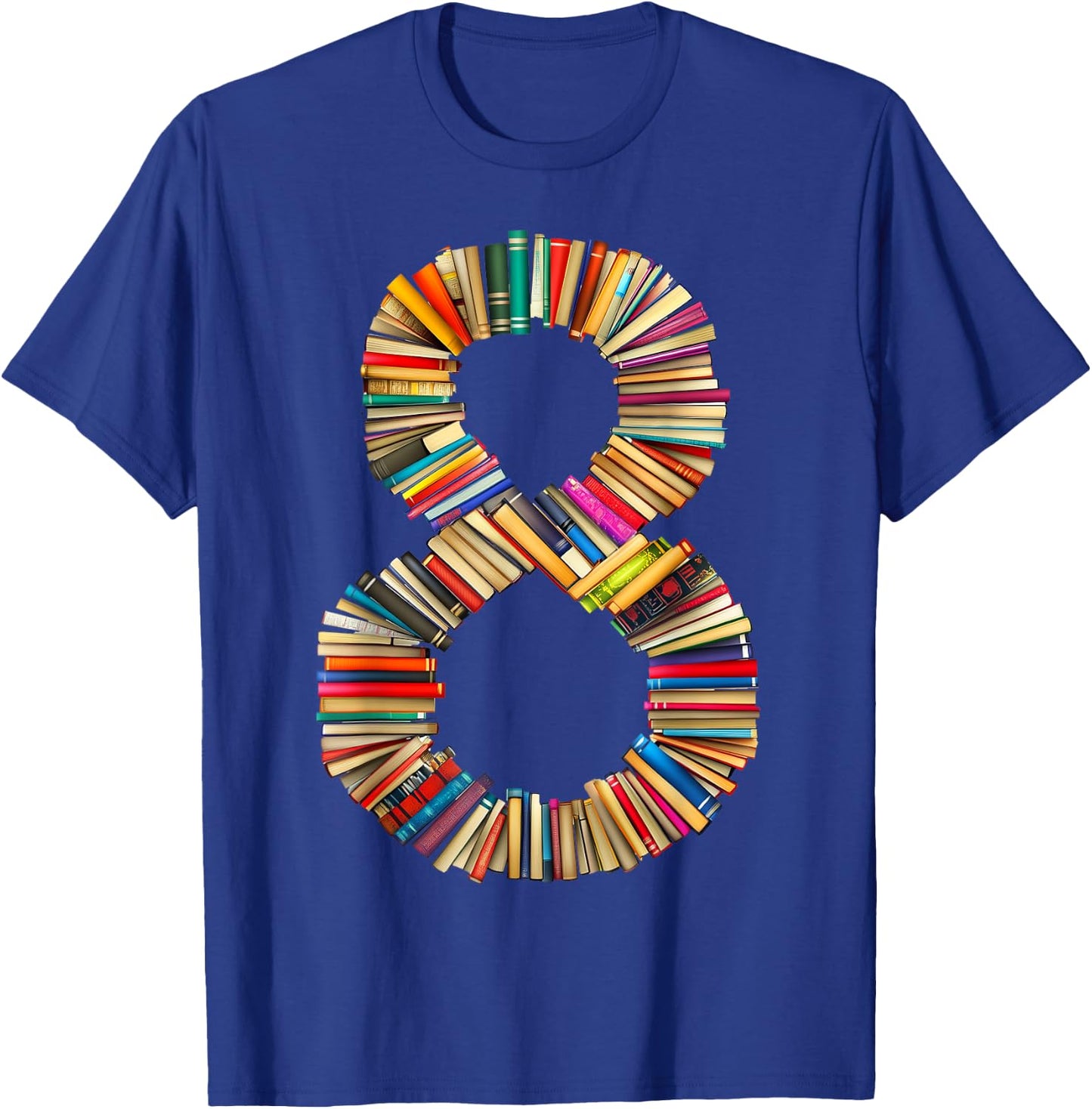 Fun 8th Birthday Books Themed 8 Years Old Boys Kids Girls T-Shirt - T-Shirt | Royal