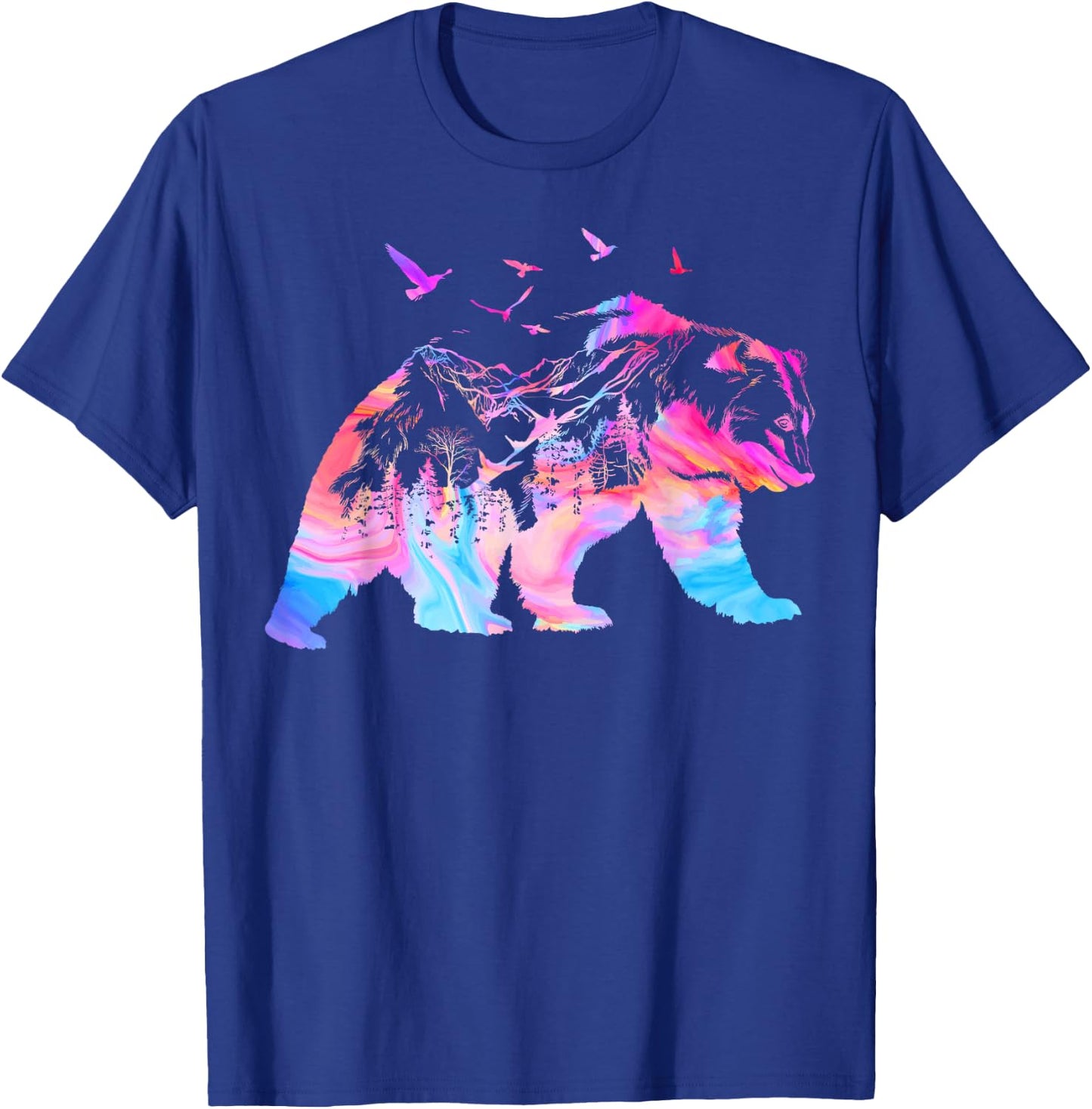 Bear Nature Outdoor Mountains Forest Trees Bear Wildlife T-Shirt - T-Shirt | Royal