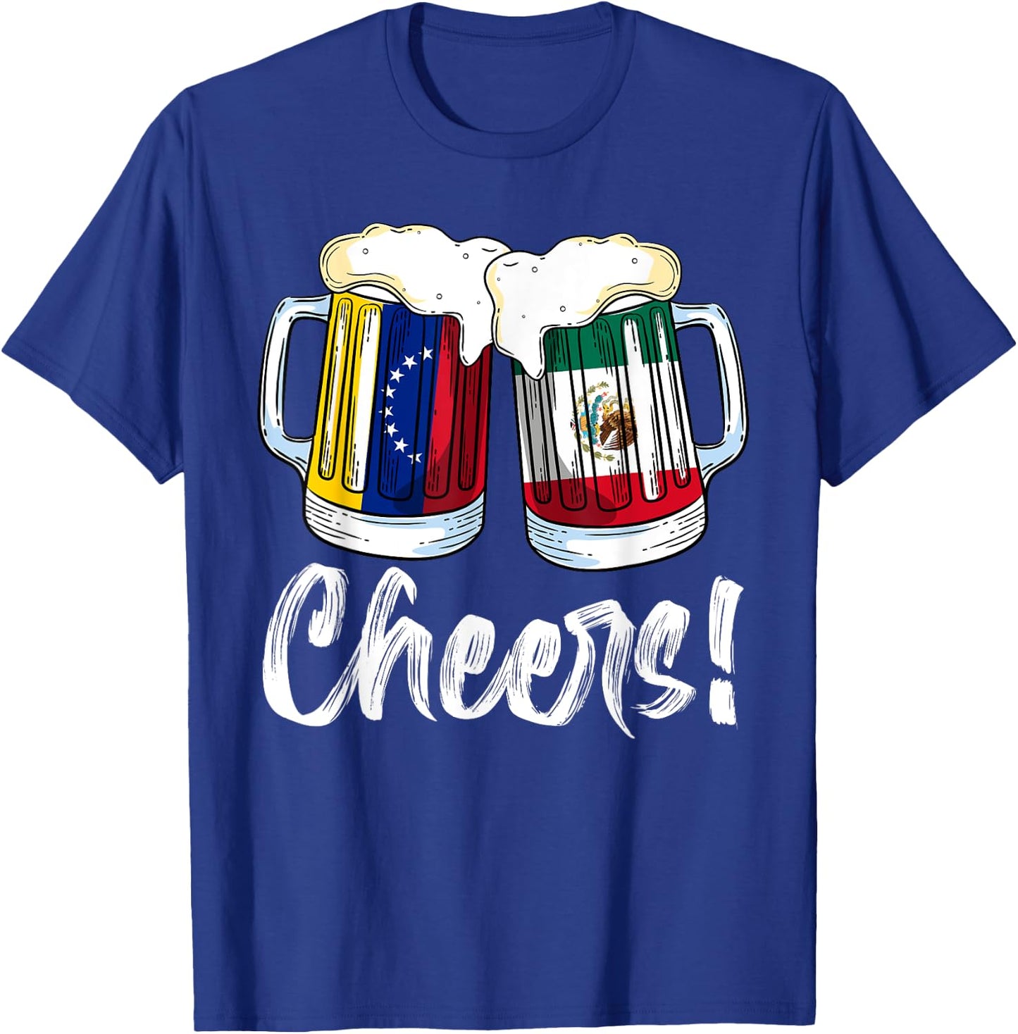 Cheers Beer Mexico Venezuela Flag Hispanic Heritage Month T-Shirt - T-Shirt | Royal