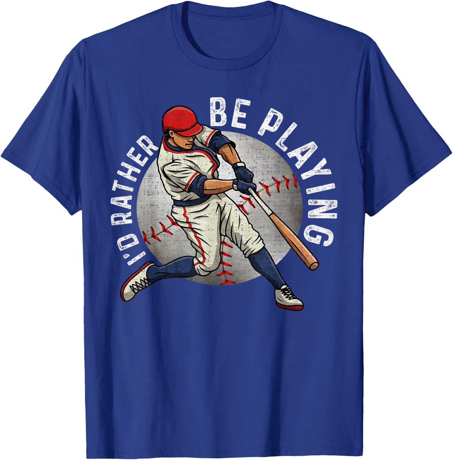Vintage I'd Rather Be Playing, Baseball Player Lover T-Shirt - T-Shirt | Royal