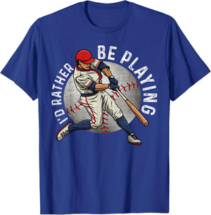 Vintage I'd Rather Be Playing, Baseball Player Lover T-Shirt - T-Shirt | Royal