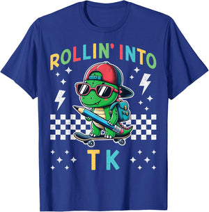 Rollin Into TK Dinosaur First Day of TK Kid I’m Ready for TK T-Shirt - T-Shirt | Royal