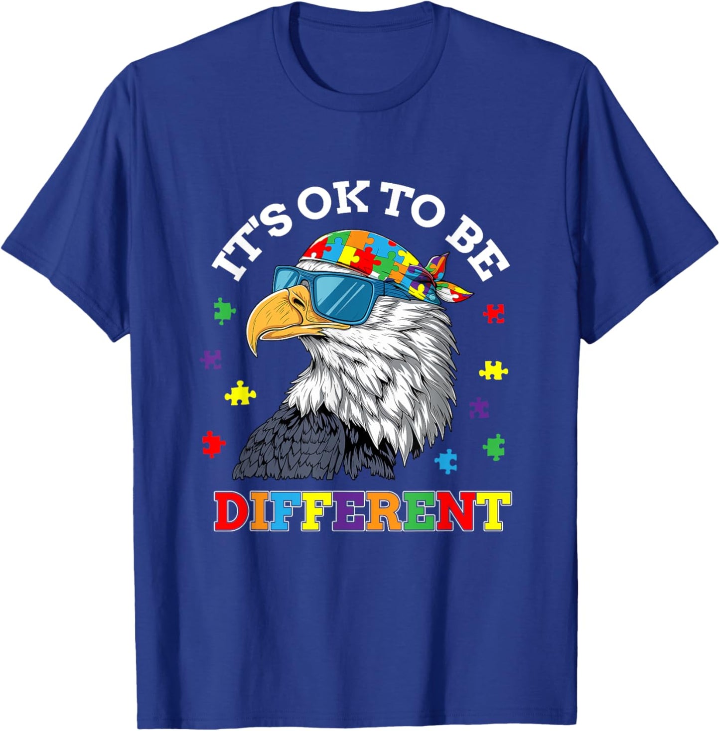 OK to Be Different Autism Awareness Eagle T-Shirt - T-Shirt | Royal