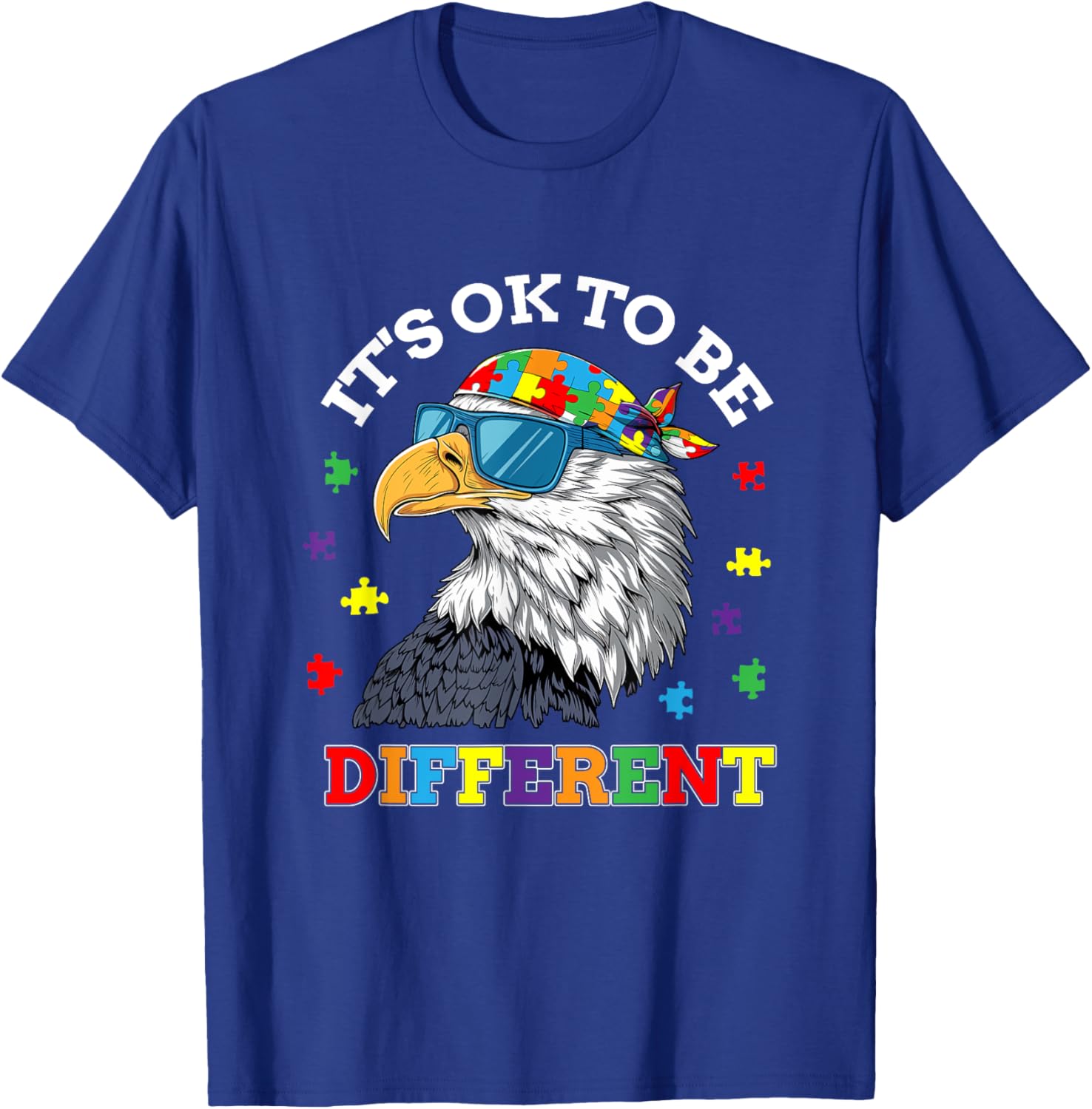 OK to Be Different Autism Awareness Eagle T-Shirt - T-Shirt | Royal