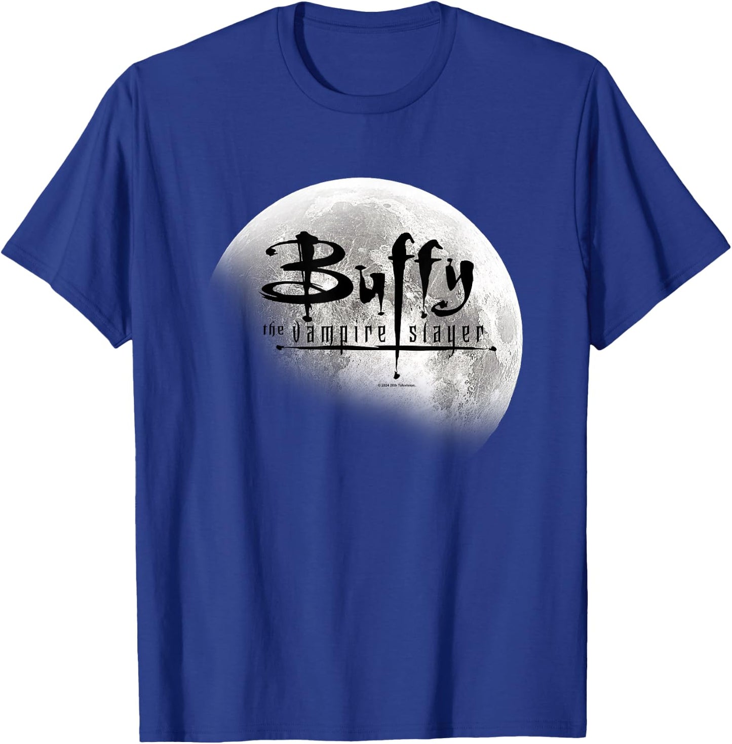 Buffy The Vampire Slayer Distressed Full Moon Title Logo T-Shirt - T-Shirt | Royal