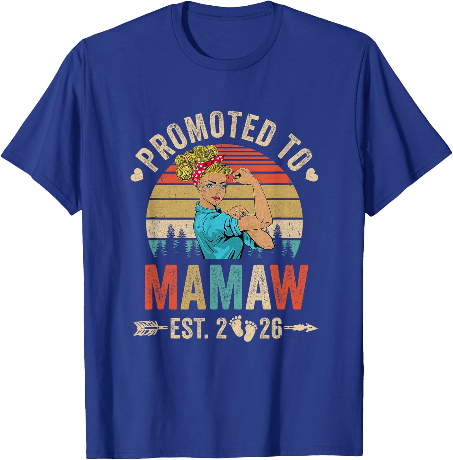 Promoted To Mamaw Est 2026 Retro First Time Mamaw T-Shirt - T-Shirt | Royal